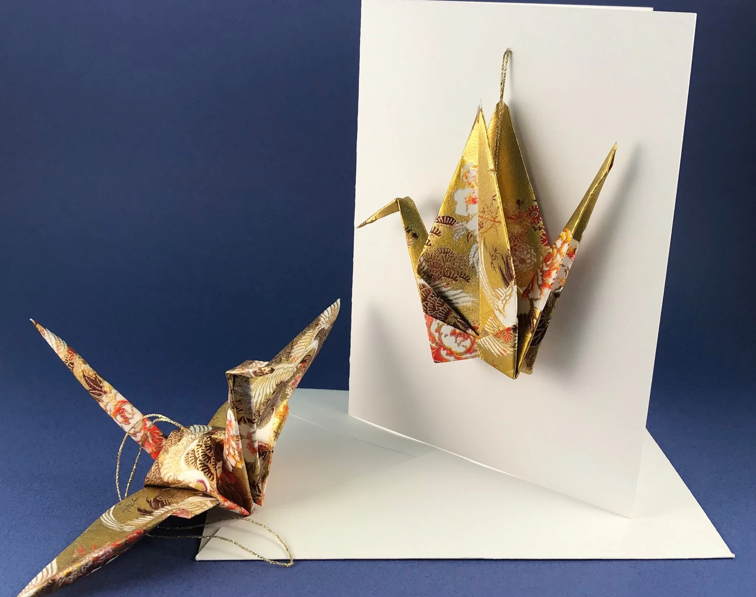 Origami paper crane ornament and blank greeting card — The Paper Crane